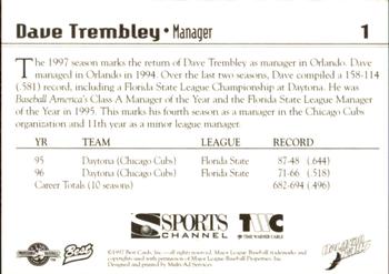 1997 Best Orlando Rays #1 Dave Trembley Back