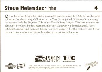 1997 Best Orlando Rays #4 Steve Melendez Back