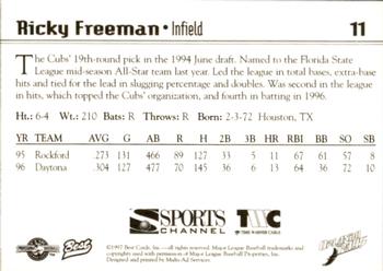 1997 Best Orlando Rays #11 Ricky Freeman Back