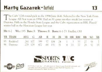 1997 Best Orlando Rays #13 Marty Gazarek Back