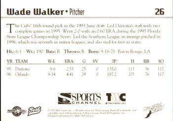 1997 Best Orlando Rays #26 Wade Walker Back