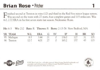 1997 Best Pawtucket Red Sox #1 Brian Rose Back