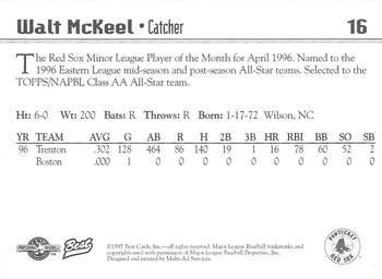 1997 Best Pawtucket Red Sox #16 Walt McKeel Back