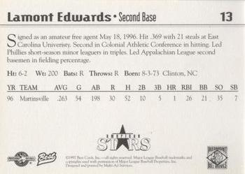 1997 Best Piedmont Boll Weevils #13 Lamont Edwards Back