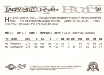1997 Best Reading Phillies #18 Larry Huff Back