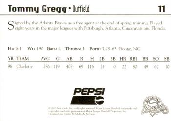 1997 Best Richmond Braves SGA #11 Tommy Gregg Back