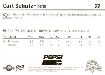 1997 Best Richmond Braves SGA #22 Carl Schutz Back