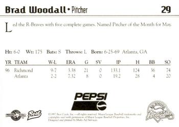 1997 Best Richmond Braves SGA #29 Brad Woodall Back