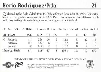 1997 Best Rochester Red Wings #21 Nerio Rodriguez Back