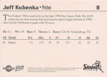 1997 Best San Bernardino Stampede #8 Jeff Kubenka Back