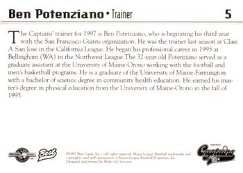1997 Best Shreveport Captains #5 Ben Potenzianor Back