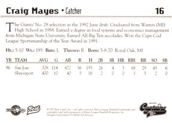 1997 Best Shreveport Captains #16 Craig Mayes Back