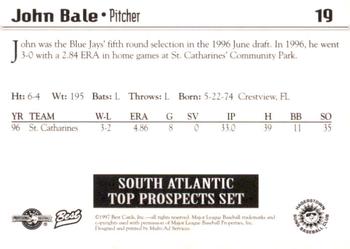 1997 Best South Atlantic League Top Prospects #19 John Bale Back