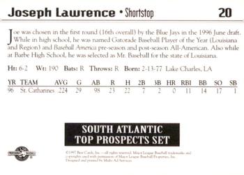 1997 Best South Atlantic League Top Prospects #20 Joseph Lawrence Back