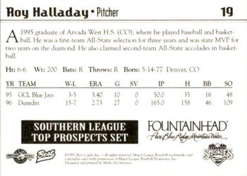 1997 Best Southern League Top Prospects #19 Roy Halladay Back