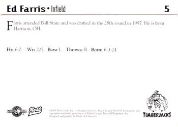 1997 Best Southern Oregon Timberjacks #5 Ed Farris Back