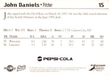 1997 Best St. Petersburg Devil Rays #15 John Daniels Back