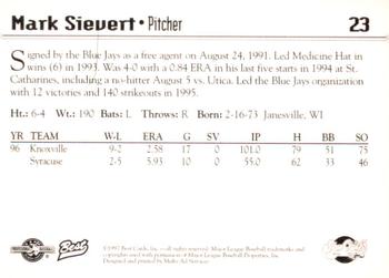 1997 Best Syracuse SkyChiefs #23 Mark Sievert Back