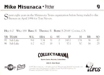 1997 Best Tucson Toros #9 Mike Misuraca Back