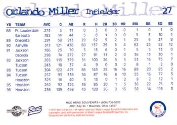 1997 Best Toledo Mud Hens #27 Orlando Miller Back