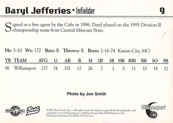 1997 Best Williamsport Cubs #9 Daryl Jefferies Back