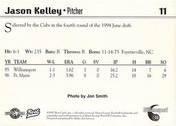 1997 Best Williamsport Cubs #11 Jason Kelley Back