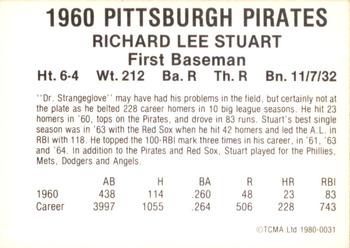 1980 TCMA 1960 Pittsburgh Pirates #0031 Dick Stuart Back