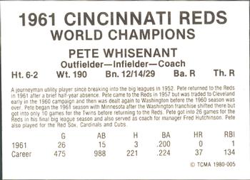 1980 TCMA 1961 Cincinnati Reds #005 Pete Whisenant Back