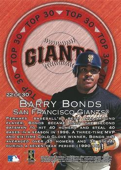 1997 Ultra - Top 30 #22 Barry Bonds Back