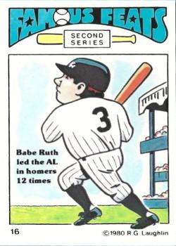 1980 Laughlin Famous Feats Second Series #16 Babe Ruth Front