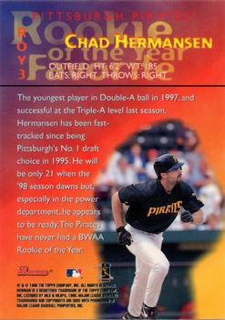 1998 Bowman - 1999 Rookie of the Year Favorites #ROY3 Chad Hermansen Back