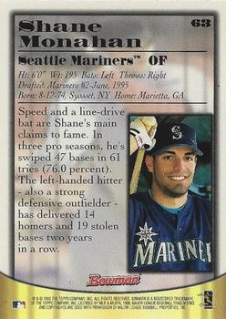 1998 Bowman - Certified Autographs Blue Foil #63 Shane Monahan Back