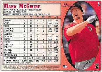 1998 Bowman - International #5 Mark McGwire Back