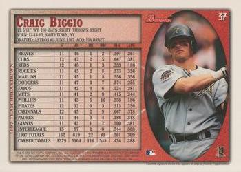 1998 Bowman - International #37 Craig Biggio Back