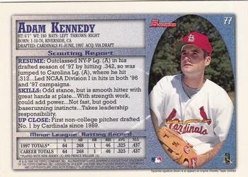 1998 Bowman - International #77 Adam Kennedy Back