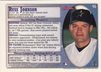 1998 Bowman - International #96 Russ Johnson Back