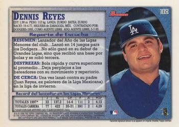 1998 Bowman - International #108 Dennis Reyes Back