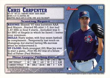 1998 Bowman - International #110 Chris Carpenter Back