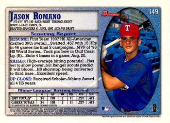 1998 Bowman - International #149 Jason Romano Back