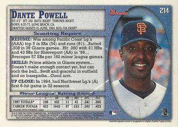 1998 Bowman - International #214 Dante Powell Back