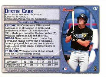 1998 Bowman - International #217 Dustin Carr Back