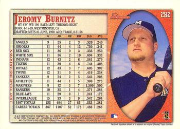 1998 Bowman - International #282 Jeromy Burnitz Back