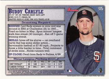 1998 Bowman - International #315 Buddy Carlyle Back