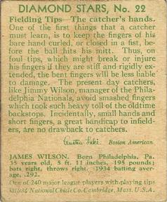 1934-36 National Chicle Diamond Stars (R327) #22 Jimmie Wilson Back