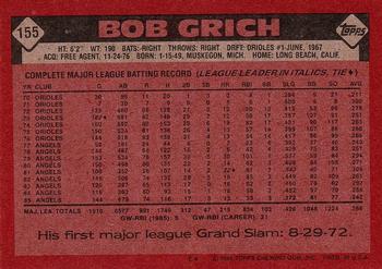 1986 Topps #155 Bob Grich Back