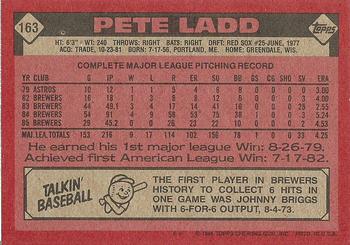 1986 Topps #163 Pete Ladd Back