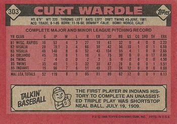 1986 Topps #303 Curt Wardle Back