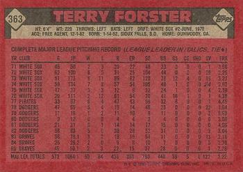 1986 Topps #363 Terry Forster Back