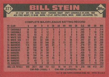 1986 Topps #371 Bill Stein Back