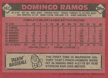 1986 Topps #462 Domingo Ramos Back
